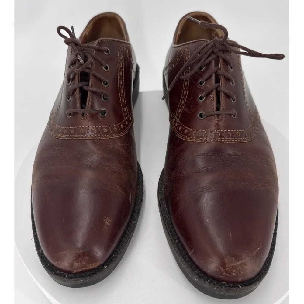 Johnston &‎ Murphy Brown Leather Plain Toe Dress Shoes Men's Size 11 M / Italy